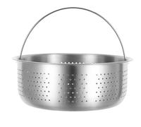 Cestello per Cuoci-riso in Acciaio Inox con Manico, Separa Riso e Brodo | Base Forata, Accessorio per Casa, per Dim Sum e Preparazioni Settimanali, Colore Argento