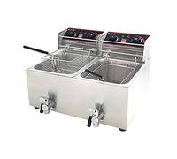 Cestello per friggitrice, friggitrice elettrica commerciale in acciaio inox a doppio cilindro, friggitrice elettrica con filtro dell'olio 5000W 12L facile da pulire per cucinare patatine fritte p