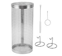 Cestello per Griglia Rotante da 7,7 Pollici/11,7 Pollici Tubo per Rete Barbecue in Acciaio Inossidabile con Forchette e Ganci, Gabbia per Cilindro Barbecue Rotante Campeggio(3.5 x 7.7in)