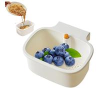 Cestello per lavello da cucina, cestello per lavello da cucina appendibile con coperchio apribile a pulsante, raccoglitore di cibo rimovibile per rifiuti alimentari, verdura, frutta
