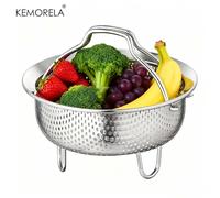 Cestello per vapore in acciaio inossidabile con manico pieghevole Cestello di scarico per frutta e verdura per la separazione del riso e della zuppa Cremagliera per cottura a vapore