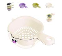 Cestello scolapasta a doppio strato con manico, cestello scolapasta 2 in 1, ciotola multiuso per lavare la frutta con colino per la cucina (Bianco)