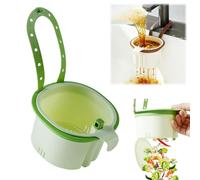 Cestello scolapasta per lavello, in plastica, con ventosa, multifunzionale, per alimenti, con pressione automatica, filtro di scarico facile con rilascio inferiore (verde)