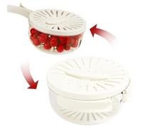 Cestello scolapiatti con coperchio, ciotola per lavare la frutta con colino e manico pieghevole 6, 1x3, 3 pollici, colino per alimenti multifunzionale rotondo con vassoio di scarico per frutta e ver