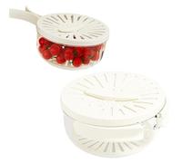 Cestello scolapiatti con coperchio, ciotola per lavare la frutta con colino e manico pieghevole 6, 1x3, 3 pollici, colino per alimenti multifunzionale rotondo con vassoio di scarico per frutta e ver