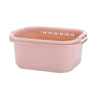Cestello Scolapiatti Doppio per Verdure e Frutta in Cucina Rosa | PP Plastica, Struttura Ispessita Fori Inferiori, Bordi Lisci, per Preparazione Rapida e Ordine Sul Piano
