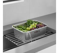 Cestello Scolapiatti e Verdure Multiuso Bacinella Rettangolare in Acciaio Inox