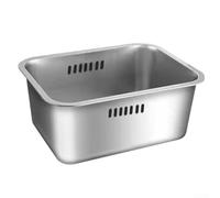 Cestello scolapiatti in acciaio inox, grande ciotola multiuso per cucinare campeggio, colino quadrato ispessito per il lavaggio del riso e filtro da cucina (singolo)