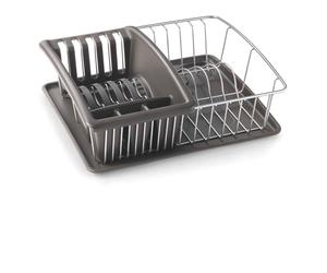 Cestello scolapiatti metaltex aquatex con bacinella e porta posate