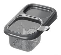 Cestello scolapiatti portatile per lavello da cucina, a rete fine, con manico e ventose, separatore per scarti e tè (grigio)