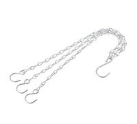 Cesti appesi Catene for cestini sospesi in argento, 33 cm, ganci a S, supporto regolabile for apparecchi di illuminazione, 3 pezzi