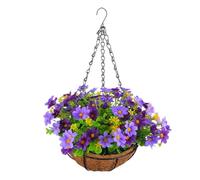 Cesti artificiali da appendere con finta in seta da appendere in un cesto - fiori artificiali da appendere per esterni ed interni, composizione di fiori finti per jardi