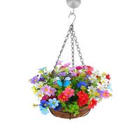 Cesti di fiori appesi da esterno - Vaso da fiori appeso a forma di | Fiori artificiali appesi in un cesto, decorazione per esterni, interni, patio, prato