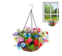 Cesti di fiori appesi per | Falso in seta da appendere in un cesto - Fiori artificiali da appendere per esterni ed interni, composizione di fiori finti per vaso