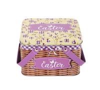 Cesti di Pasqua - Cesto in metallo con coperchio e maniglia - Scatola di Pasqua in ferro bianco robusto - Scatola di caramelle vintage per feste di fine anno, riempimento di cioccolato, , Ca