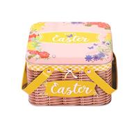 Cesti di Pasqua - Cesto in metallo con coperchio e maniglia - Scatola di Pasqua in ferro bianco robusto - Scatola di caramelle vintage per feste di fine anno, riempimento di cioccolato, , Ca