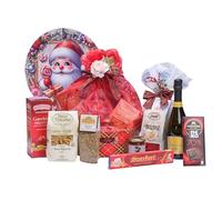 Cesti Natalizi Speciale Italia - Cesto Natalizio Gastronomico Tulle, Confezione Regalo Natale con Panettone da 500g, Prodotti Gastronomici e Dolciari, 10 pezzi