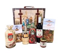 Cesti Natalizi Speciale Italia - Cesto Regalo Gastronomico con 7 Prodotti Tipici Italiani in Valigia Riutilizzabile - Confezione Alimentare Gourmet Made in Italy Ideale per Natale