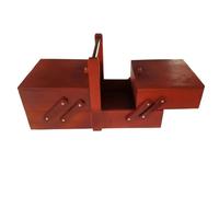 Cestini da cucito Scatola portatile in legno Scomparti Filo Cesto for cucire Grande famiglia Per Aghi Filo(Red)