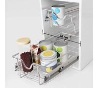 Cestini estraibili da 2 pezzi spazio di archiviazione nella tua cucina per armadi/armadi larghi 30 cm accessori per Organizer da cucina da 300 mm Silver