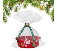 Cestini natalizi vuoti per dolcetti natalizi | Cesto per giocattoli natalizio con borsa e fiocco, per donne e uomini, per feste, riunioni, inaugurazione della casa, rosso