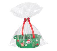 Cestini natalizi vuoti per dolcetti natalizi | Cesto per giocattoli natalizio con borsa e fiocco, per donne e uomini, per feste, riunioni, inaugurazione della casa, verde