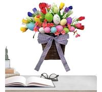 Cestini Pasquali per Porta d'Ingresso | Decorazione Primaverile per la Casa con Fiori e Uova Artificiali | Addobbi per Cesto Pasquale | Per Giardino Casa Interni Vacanze Feste di Primavera e Ringrazia