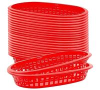 Cestini per fast food, confezione da 20 cesti da portata grandi per ristoranti, cestini da portata in plastica, per barbecue e picnic, ideali per hamburger, patatine fritte, hotdog, 7 "D x 11" W x