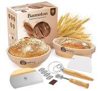 Cestini per la lievitazione del pane Banneton rotondi e ovali da 22,9 cm e accessori per la cottura del a lievitazione naturale, un kit completo di pasta madre con pane zoppa, frusta danese,