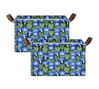 Cestini per mensole armadio organizer con maniglie stile mattina | 42,9 x 29 x 25,4 cm, pieghevole per una facile conservazione, uso in vestiti, asciugamani, libri, articoli vari