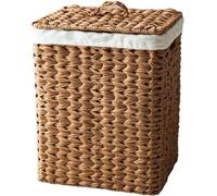 Cestini portaoggetti in Rattan,Cesto portabiancheria in Vimini con Coperchio, Cesto portaoggetti per Giocattoli, per Vestiti sporchi, Organizer in bambù per Bagno, Marrone 44X34X5