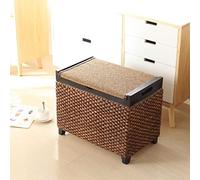 Cestini portaoggetti in rattan, panca ottomana intrecciata in alghe marine, poggiapiedi in vimini fatto a mano, con contenitore, panca rustica per soggiorno, color caffè, grande