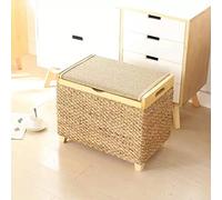 Cestini portaoggetti in rattan, panca ottomana intrecciata in alghe marine, poggiapiedi in vimini fatto a mano, con contenitore, panca rustica per soggiorno, color caffè, grande