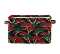 cestini portaoggetti in stile giapponese albero rosso e verde organizer pieghevole e impermeabile cestino portaoggetti con manico robusto bidoni arte 2 pack per regalo para organizar ropa en el close