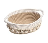 Cestini Portaoggetti Intrecciato in Corda di Cotone, Cestino Portaoggetti Bagno, Cestino con Manico, Cestini in Tessuto per Camera da Letto Salotto Ufficio - 9.5in (bianco)