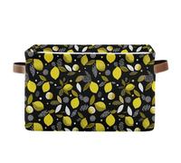 Cestini portaoggetti Limone Nero e Oro pieghevoli e impermeabili cestini decorativi con manico robusto roba extra large 2 pezzi per dormitorio cubbie