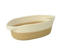 Cestini Portaoggetti per Bagno Cesto portaoggetti in corda di cotone con manico, cesto multiuso(Light khaki white)