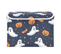 Cestini portaoggetti pieghevoli con coperchio, per Halloween, motivo: fantasmi bianchi e zucca, per armadio