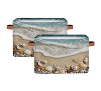 Cestini portaoggetti pieghevoli per armadi, per riporre oggetti, marini, spiaggia, sabbia, conchiglie, stelle marine, con manici, scatola portaoggetti pieghevole in tessuto per camera da letto