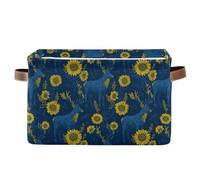 cestini portaoggetti renna girasole blu scuro pieghevoli e impermeabili cestini decorativi con manico robusto roba essenziale 2 confezioni per armadio cajas plegables para almacenar