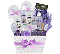 Cestini regalo per camomilla e lavanda - Kit spa naturale # 1 per donne e uomini! Cesto di bellezza per la casa Spa cesto set da 20 pezzi include lozione per il corpo, bombe da bagno e altro ancora