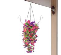 Cestini sospesi con fiori artificiali, cestino per piante finte, decorazione per piante sospese per balcone, giardino, hotel, sala da pranzo, corridoio, matrimoni, terrazza, studio