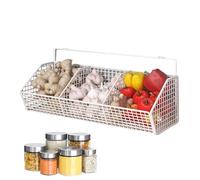 Cestini vegetali per cucina | Layout di stoccaggio e gancio di utensili, cesto di patate a 3 compartimenti | Raccolto per pareti con salvaspazio spaziale per Provigliano Organizzazione Pantr