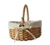 Cestini Vimini, Cesti Per Fiori Intrecciati A Mano Con Manico E Prua, Intrecciato Cesto Picnic, Cesto Di Stoccaggio Di Rattan Per Frutta, Raccolta Di Uova, Decorazioni Per Casa, Matrimonio, 20×17×11CM