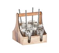 Cestino a Cassetta, Vassoio Con 4 Borracce In Vetro