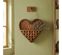 Cestino A Forma Di Cuore Da Parete, Cestino Portaoggetti In Legno Intrecciato