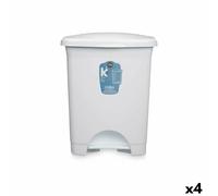 Cestino a pedale Bianco Plastica 30 L [4 Unità]