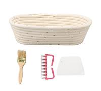 Cestino a prova di pane da 25 cm set ovale rattan a lievitoldough basket cesto spicco di stoffa spazzola per rivestimento