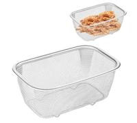 Cestino a rete in acciaio inox, in metallo, 19,5 x 12,5 x 7,5 cm, quadrato, scolapiatti rettangolare, cestino a rete quadrato, in acciaio inox, scolapasta da cucina, cestello per friggere,