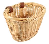 Cestino Anteriore in Vimini Naturale Ovale Manico, Cestello Portaoggetti Resistente e Facile da Fissare per Bici, per Biciclette Elettriche e Uso Outdoor Colore Colore Casuale